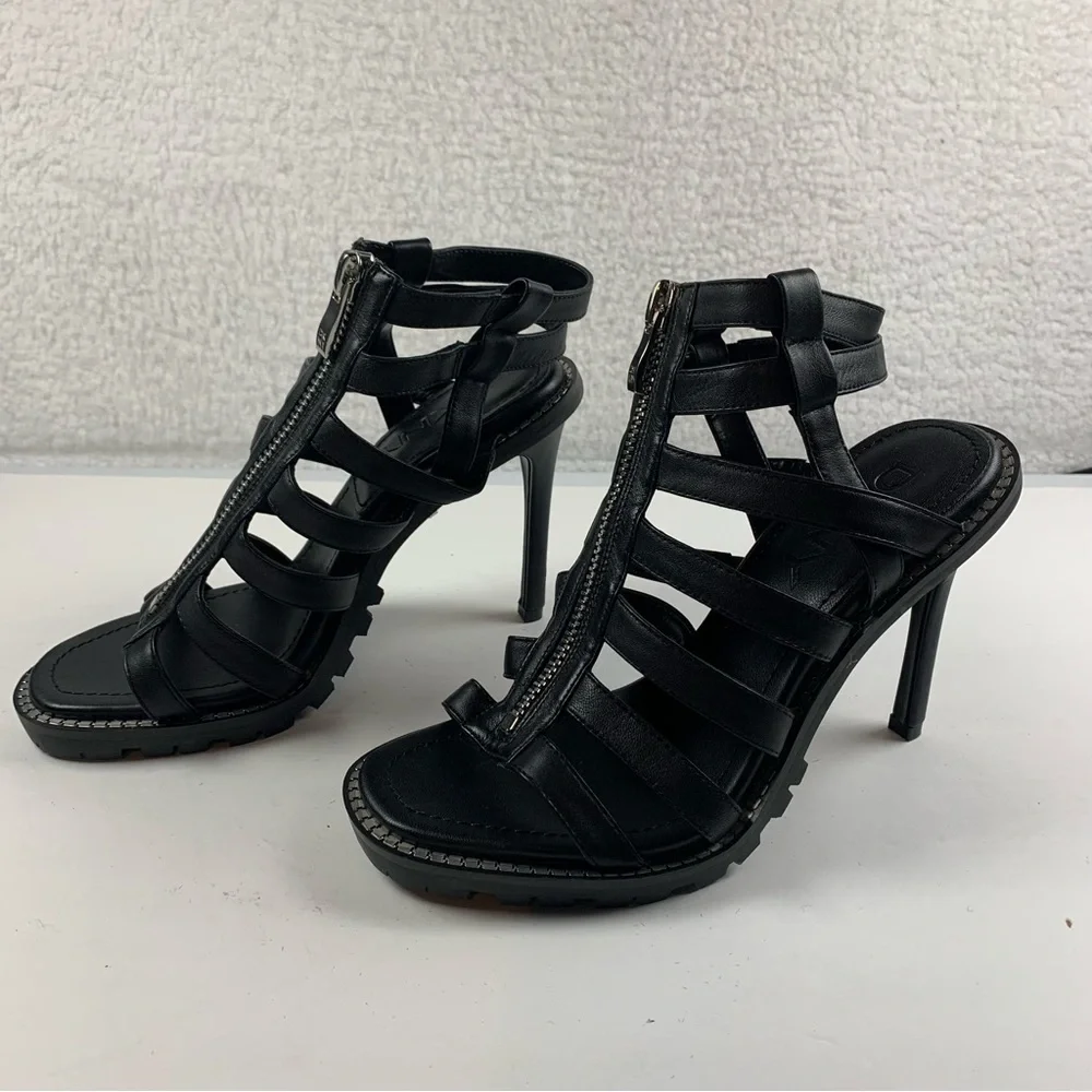 Women's DKNY Ralina‎ Caged Strappy High Heel Sandals Black shoes 8.5 NWOB 7311